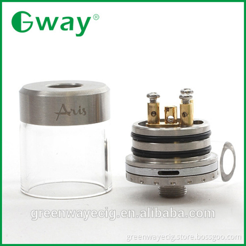 2015 newest rebuildable Aris RDA Atomizer, wholesale aris atomizer with Glass tank, Aris repairable atomizer 1:1 clone